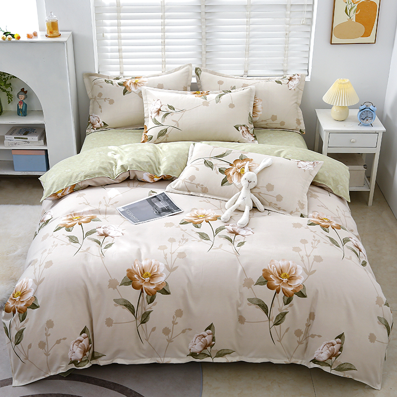 2025新款140克印花磨毛单品被套四件套 甜蜜爱语