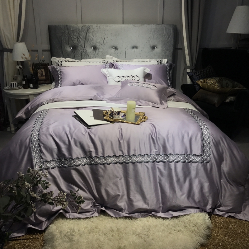 自由家100s长绒棉双股系列套件（印象） 标准1.5-1.8m床 迷雾紫
