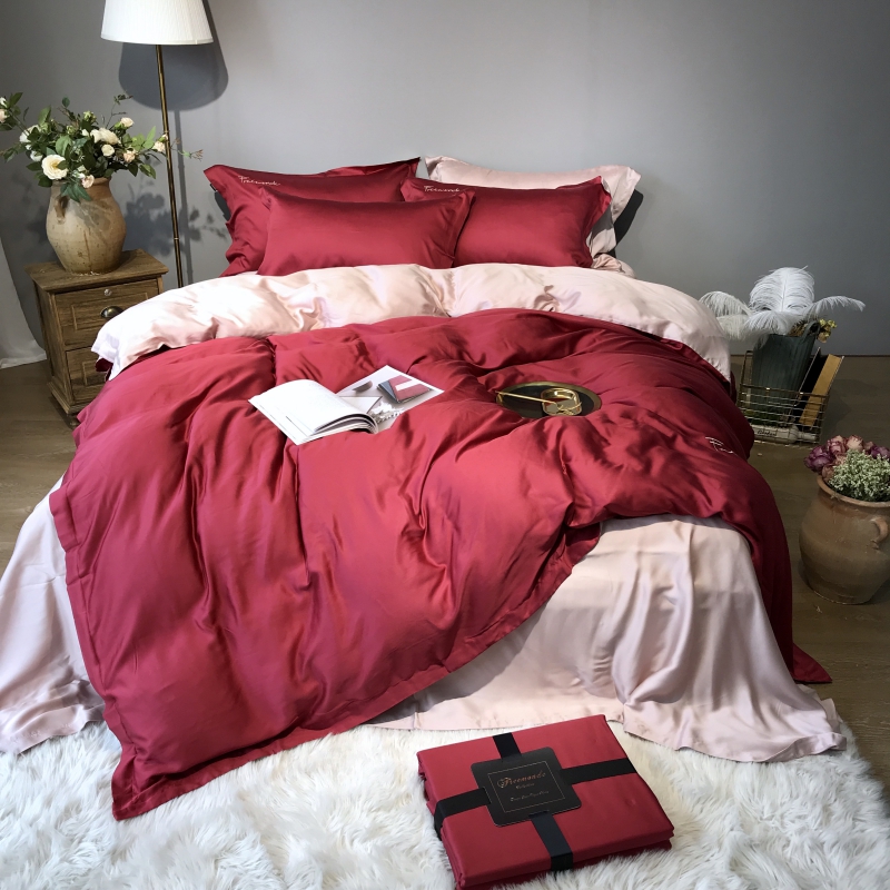 2018新款60纯色天丝四件套 1.5m（5英尺）床 釉红