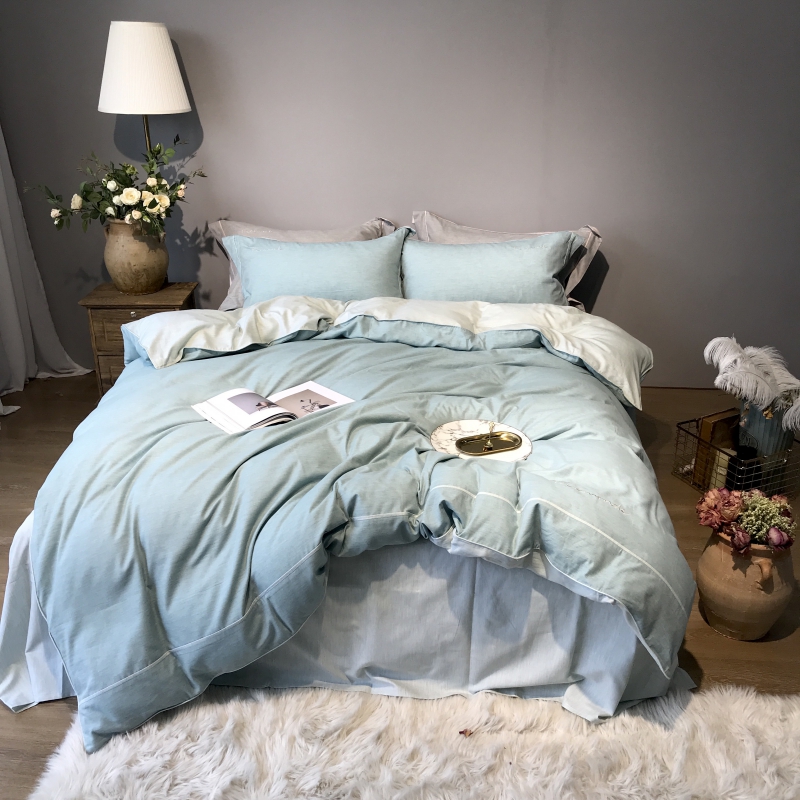 2018全棉高密色纺（四季款） 1.5m（5英尺）床 水蓝