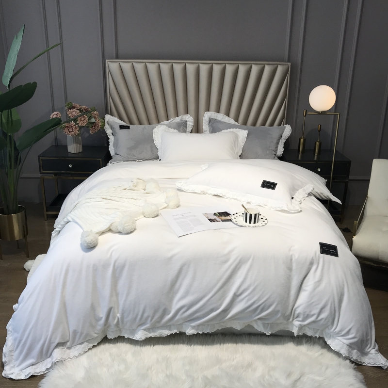 2019新款绒-纯氧系列四件套 1.5m（5英尺）床单款 珍珠白