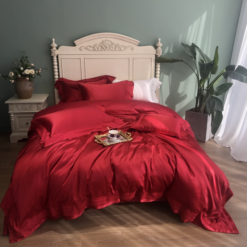 2020新款真丝棉系列四件套 1.5m（5英尺）床 艾琳-红