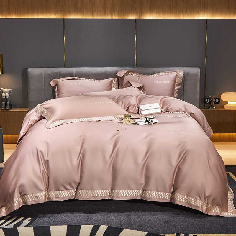 2021新款澳棉100支绣花四件套系列-杰西卡-棚拍图 1.5m床单款四件套 粉色