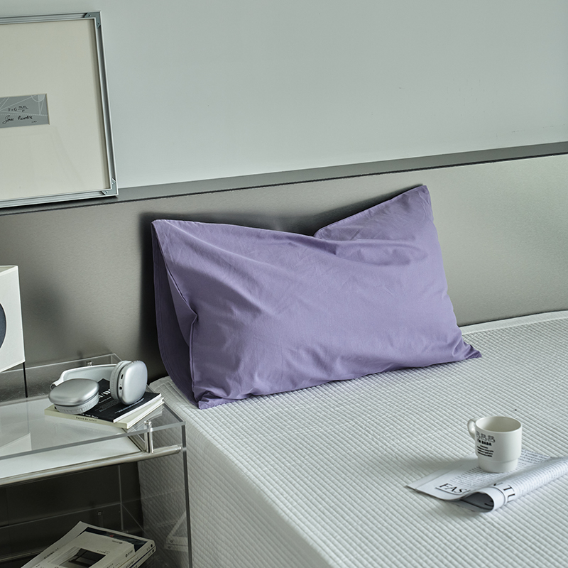 2023新款亲肤舒适全棉枕套系列-印花纯色枕套 48*74cm一个 紫色