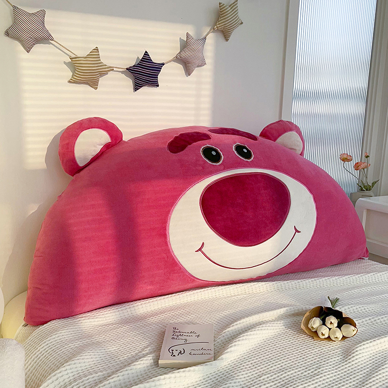 2024新款迪士尼网红草莓熊抱枕床头靠垫软包 0.9m床 （厚度18CM） 粉色草莓熊