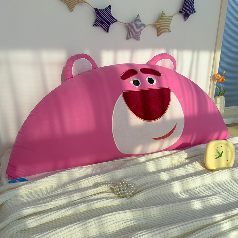 2024新款迪士尼卡通床头靠垫草莓熊床靠垫抱枕 1.2床（厚度20CM） 草莓熊粉