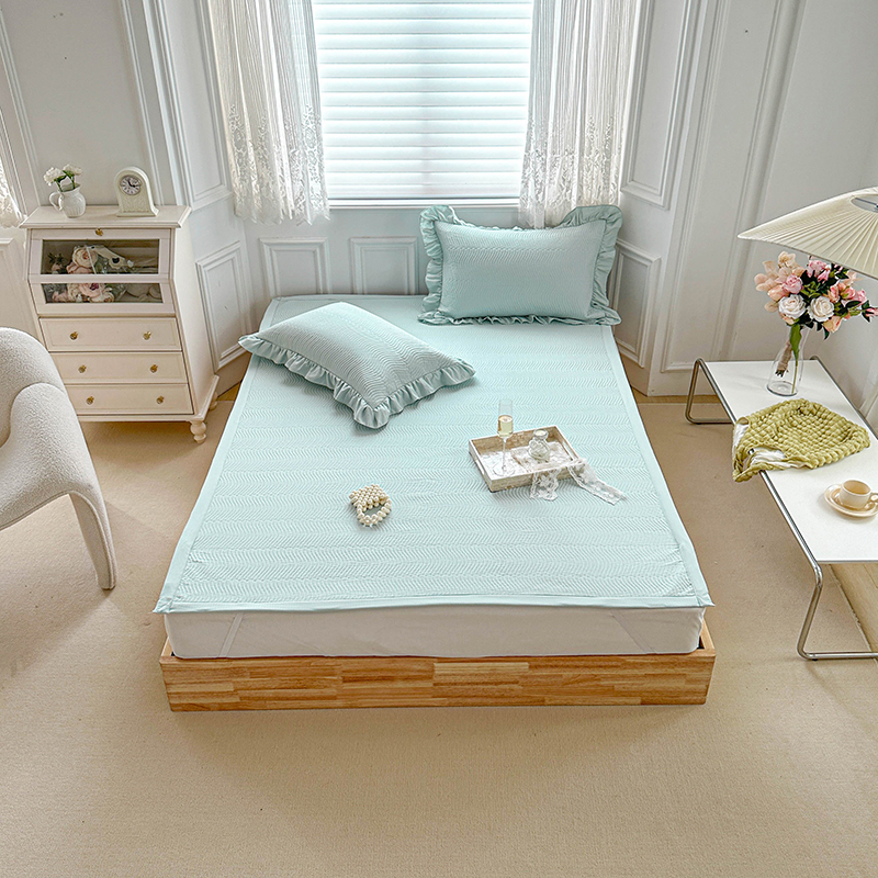 2023新款暗提花水洗棉麻绗绣款床盖 1.2m床单床盖 床盖-绿