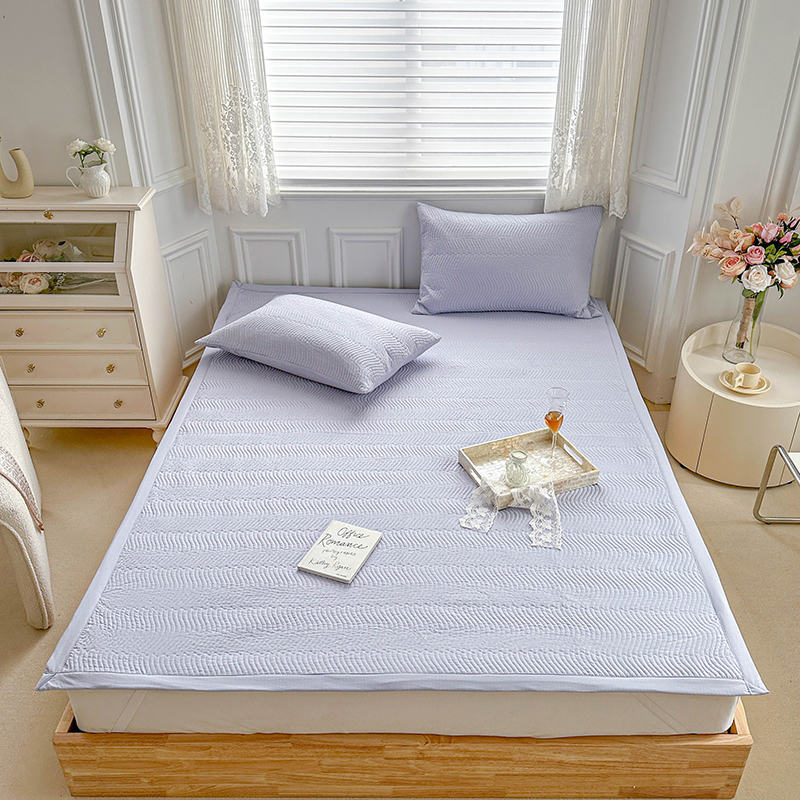 2024新款暗提花水洗棉麻绗绣款床盖 1.8m床单床盖 床盖-紫
