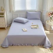2024新款水洗棉麻双面床盖夏被两用款 单欧式床盖1.8*2.4m 床盖-紫