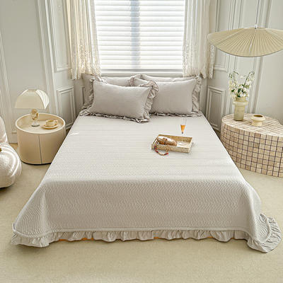2024新款水洗棉麻双面床盖夏被两用款 单欧式床盖2.0*2.4m 床盖-灰