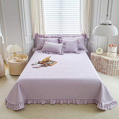 2024新款水洗棉麻双面床盖夏被两用款 单欧式床盖1.8*2.4m 粉紫