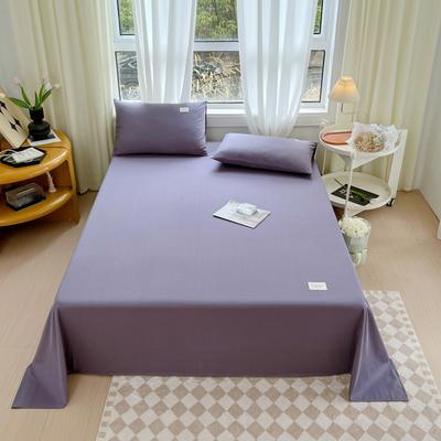 2023新款13372喷气织造全棉纯色单品床单 枕套一对 帝王紫