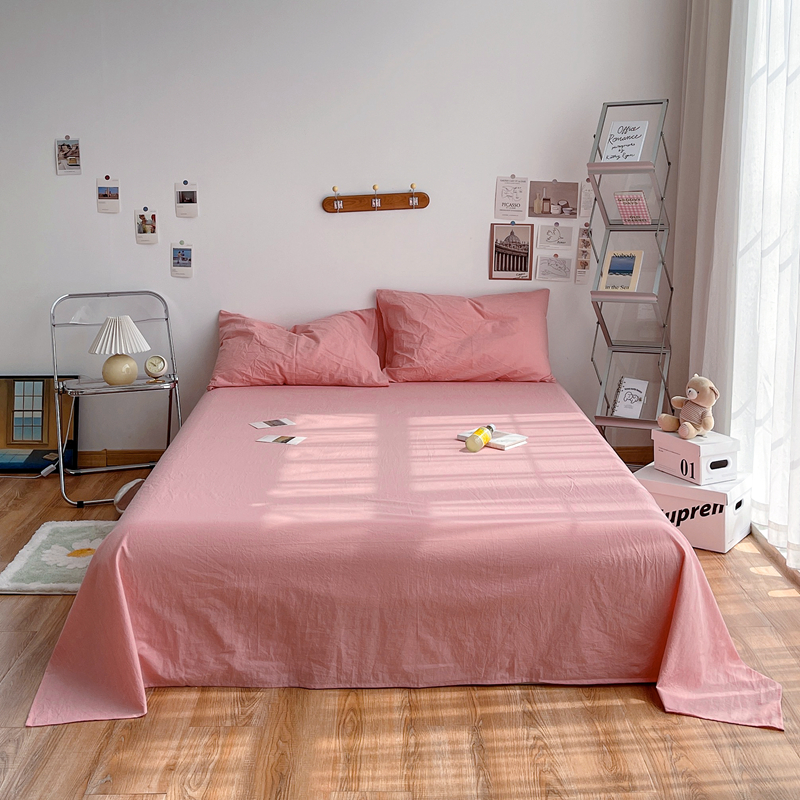 2021新款全棉水洗棉套件单品—单床单 230x250cm 玫粉