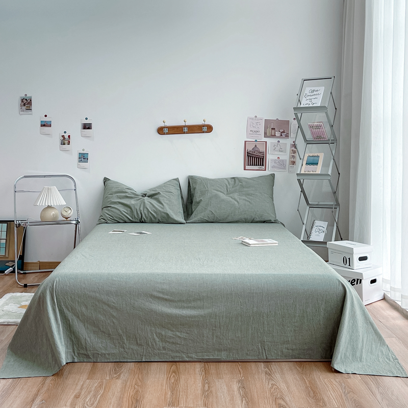 2021新款全棉水洗棉套件单品—单床单 230x250cm 青绿