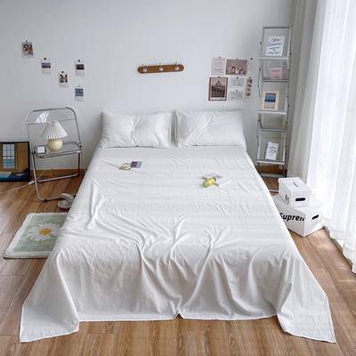 2021新款全棉水洗棉套件单品—单床单 230x250cm 盐白