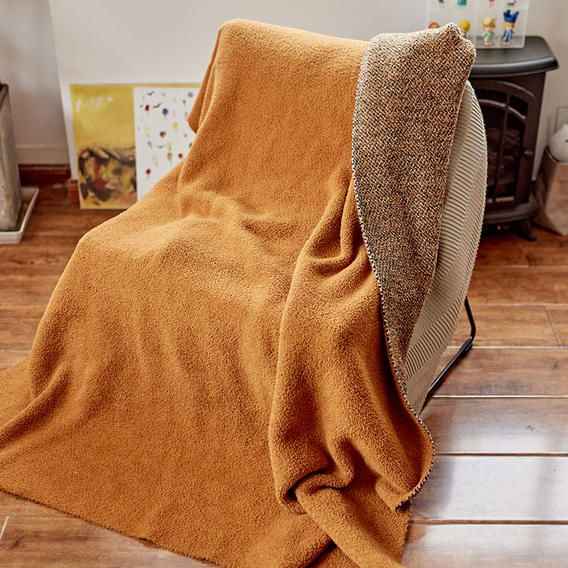 2022新款设计师太阳花A类半边绒针织毯子沙发办公室午睡毯秋冬--居家风格 130x170cm 苍苍