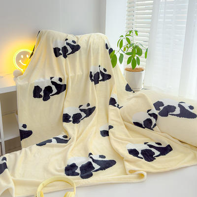 2023新款网红熊猫高端低价双面牛奶绒印花＋毛球毛毯 150*200cm 网红熊猫毛毯