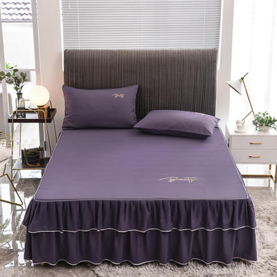 双层边绣花床裙 150*200cm单床裙 烟熏紫