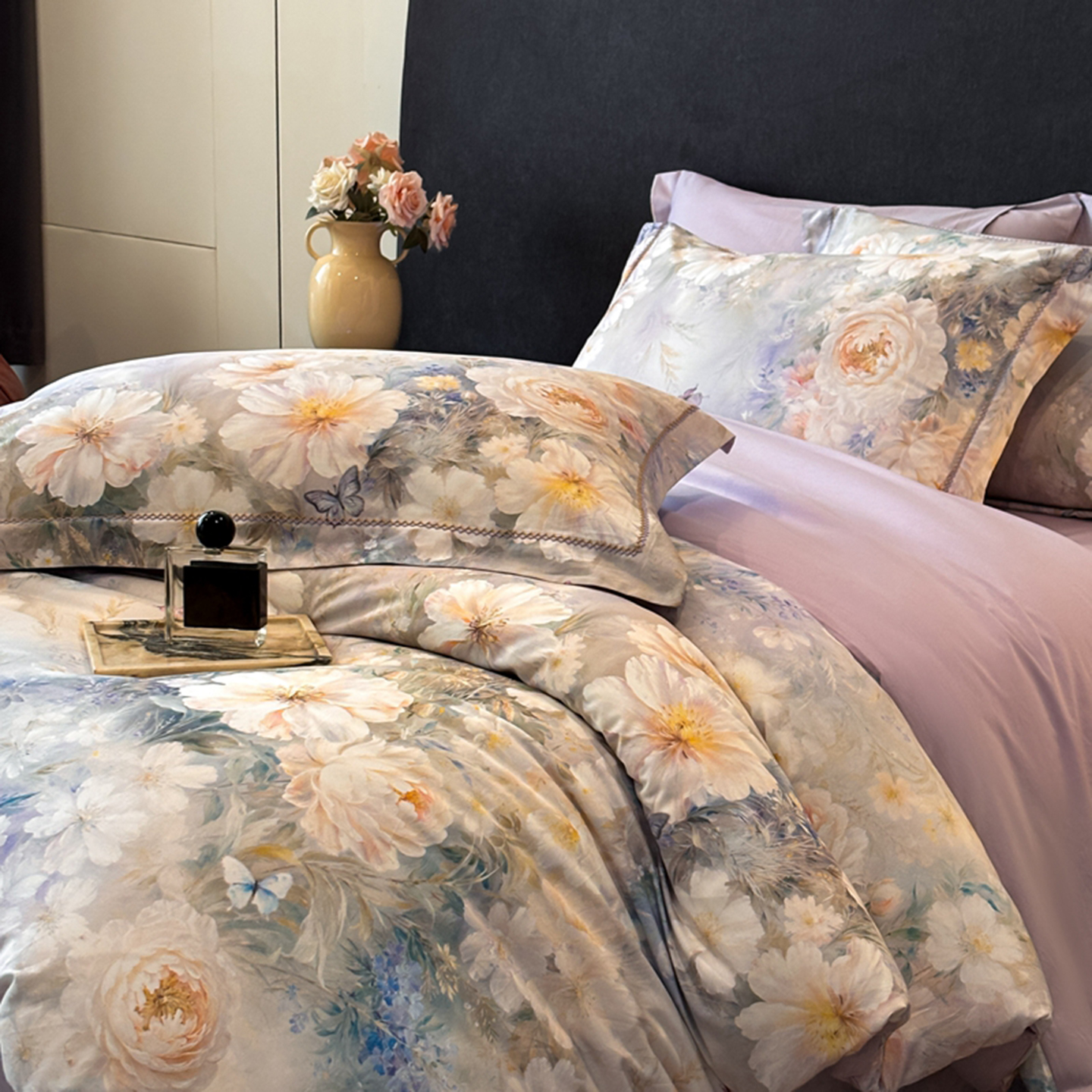 2025新款13372全棉数码印花四件套 云絮颂（紫）