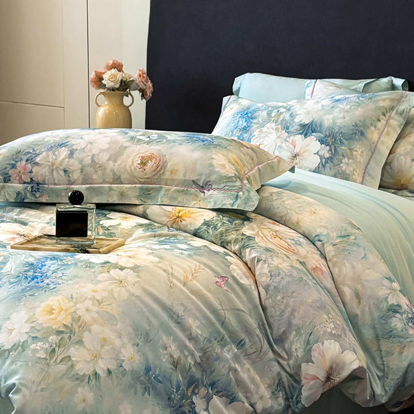 2025新款13372全棉数码印花四件套 云絮颂（蓝）