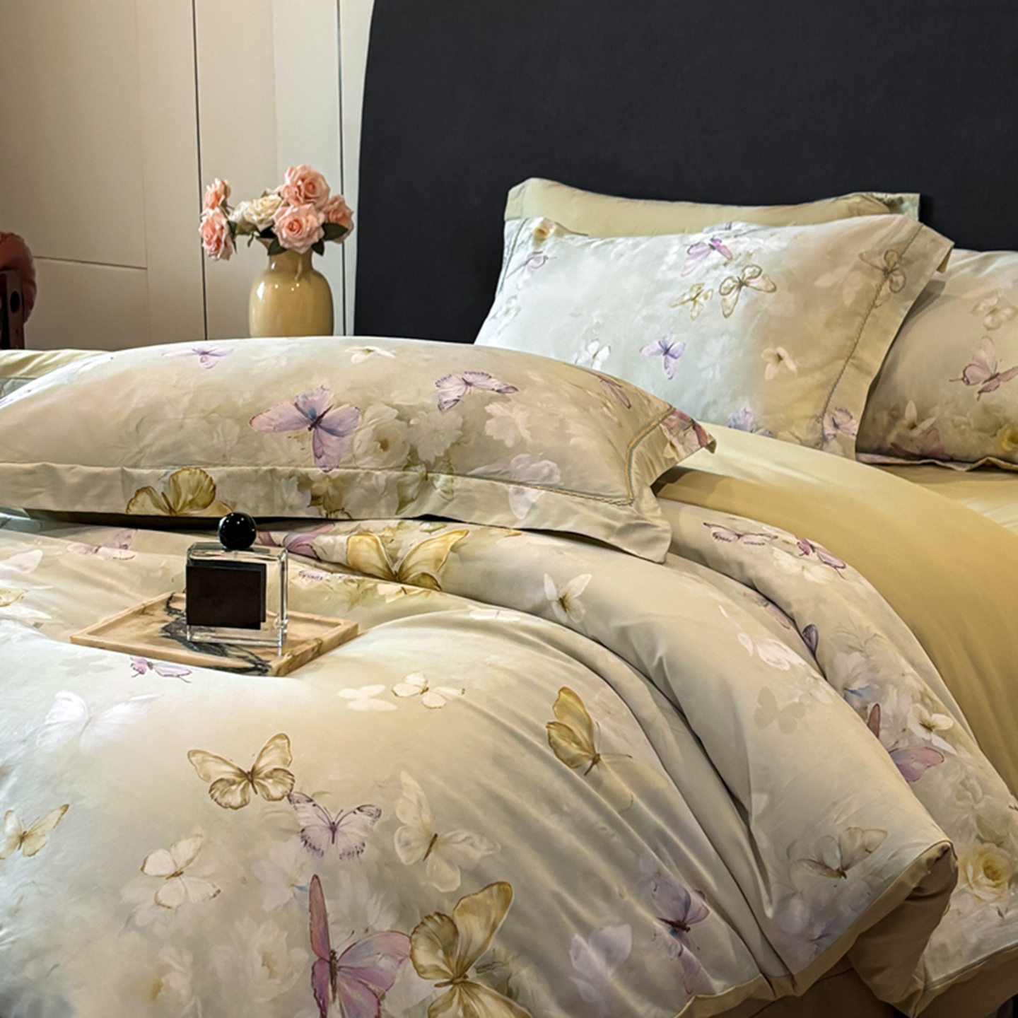 2025新款13372全棉数码印花四件套 夏寻（绿）