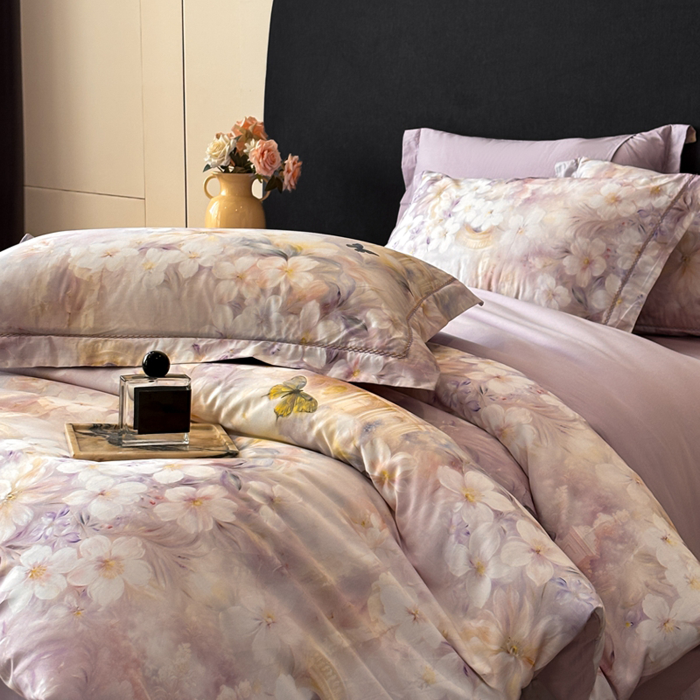 2025新款13372全棉数码印花四件套 樱吹雪（紫）