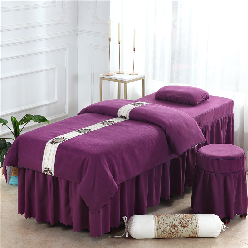 2024新款棉麻雪芙尼美容床罩套件 单被套（120*180cm） C深紫