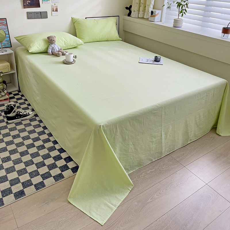 2023新款32支全棉纯色水洗棉单床单 单床单120*230cm 青提绿