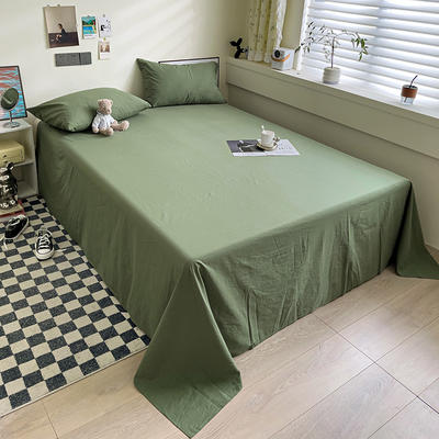 2023新款32支全棉纯色水洗棉单床单 单床单120*230cm 松柏绿