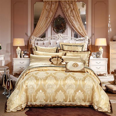 2020年奢华超精密系列四 六 八 十 多件套—浪漫巴黎 床盖四件套 金色