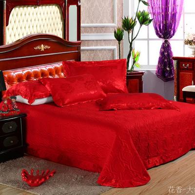 2020年丝夹棉床盖四件套 1.5m（5英尺）床 花香-大红