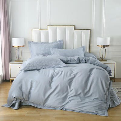 60s长绒棉肌理纹全棉婚庆居家床盖夹棉系列-单被套 200X230cm 长格灰紫