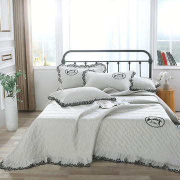 床盖 盖毯 正反面 60支长绒棉蕾丝多功能四季被三，四件套