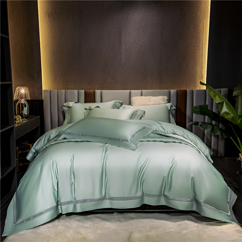 2022新款100S长绒棉纯色镂空床单床盖四件套—玛格丽系列 1.8m床单款四件套 玛格丽-薄荷绿