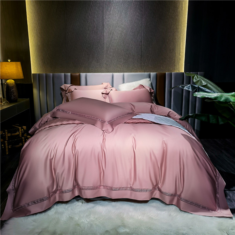 2022新款100S长绒棉纯色镂空床单床盖四件套—玛格丽系列 1.8m床单款四件套 玛格丽-藕粉