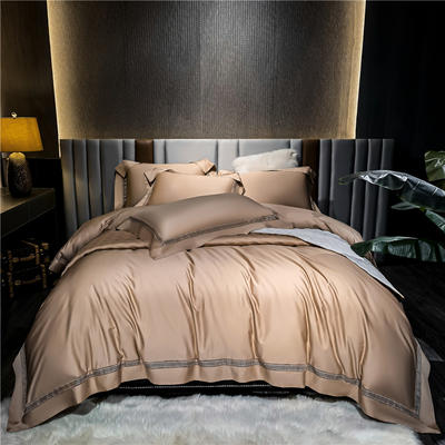 2022新款100S长绒棉纯色镂空床单床盖四件套—玛格丽系列 1.8m床单款四件套 玛格丽-香槟金