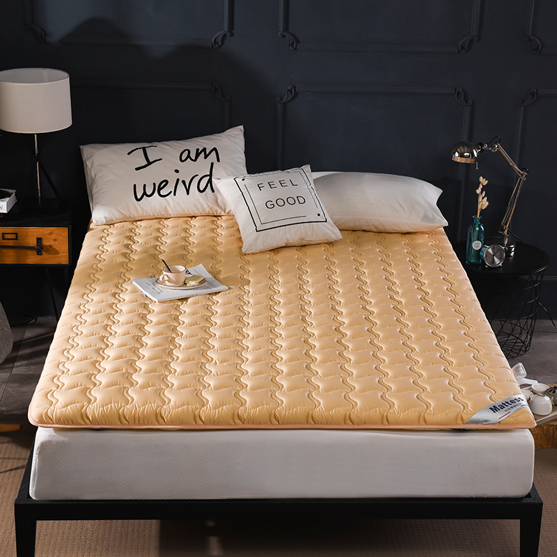 2019新款-英威达全棉抗菌床垫纯色（厚款） 0.9*2.0米 驼色