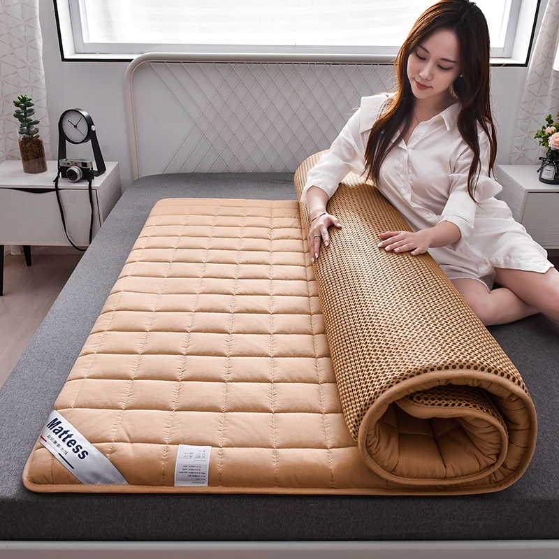 2022新款全棉小方格床垫（4.5厘米） 0.9*2.0 时尚驼4.5cm