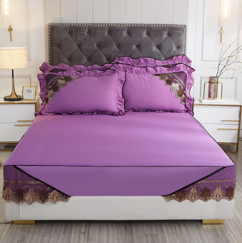 2020新款全棉床笠三件套 1.8m（6英尺）床笠三件套 优雅紫