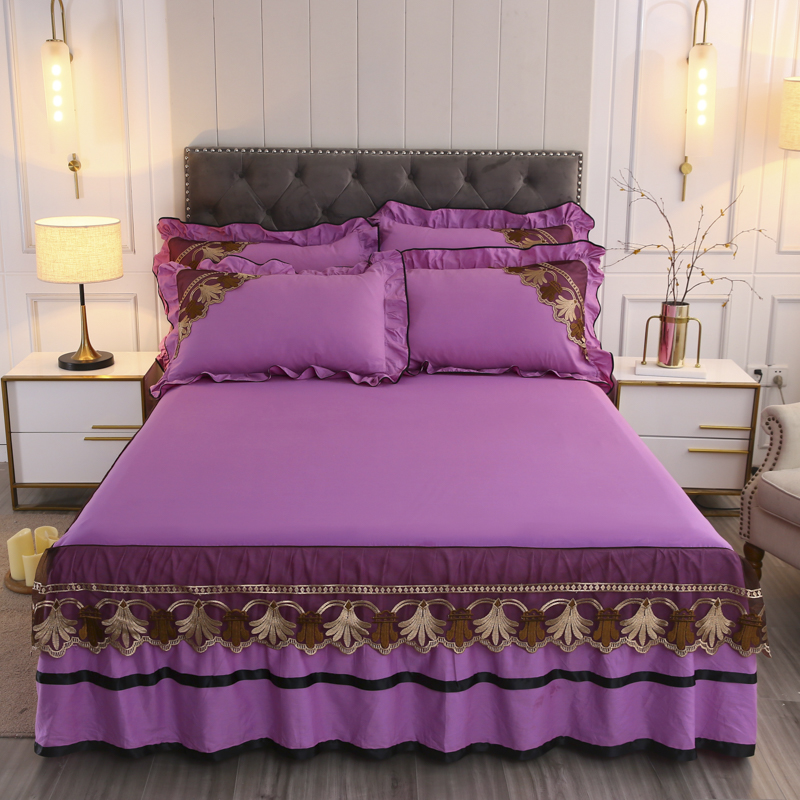 2020新款全棉床裙系列单床裙 单床裙1.8米 优雅紫