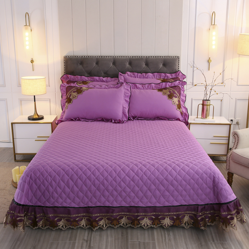 2020新款夹棉单床裙 1.8m夹棉单床裙 优雅紫