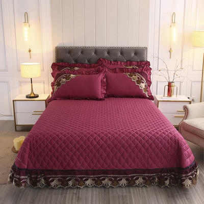 2020新款全棉床盖系列单床盖 床盖2.7米 盛世佳人-酒红