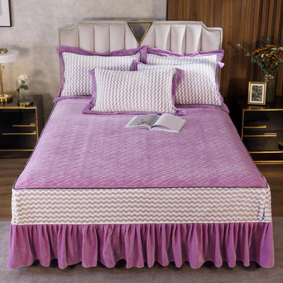 2020新款冬款绒阳离子色织提花单品床裙 1.8m 6.温馨时光-紫色