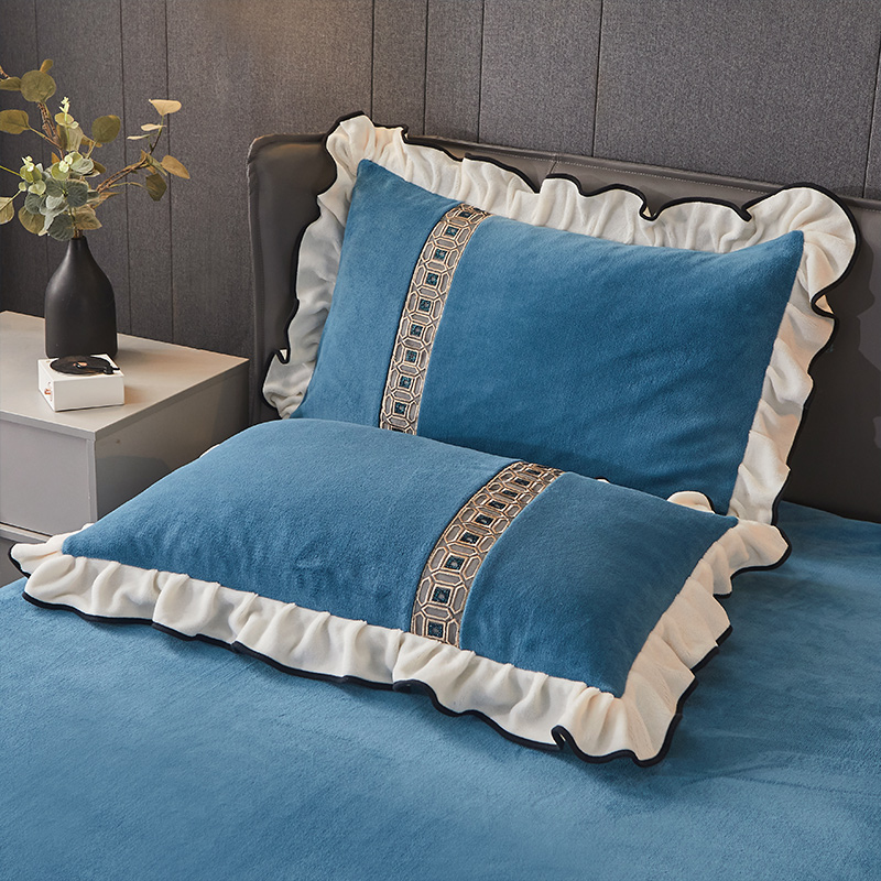 2021新款舒适韩版石墨烯牛奶绒单枕套系列 48*74cm枕套/对 繁星蓝