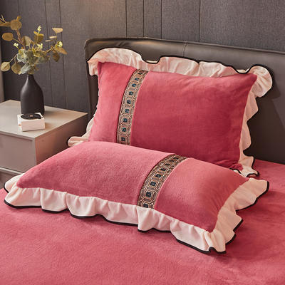 2021新款舒适韩版石墨烯牛奶绒单枕套系列 48*74cm枕套/对 绯红