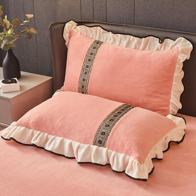 2021新款舒适韩版石墨烯牛奶绒单枕套系列 48*74cm枕套/对 楼兰粉