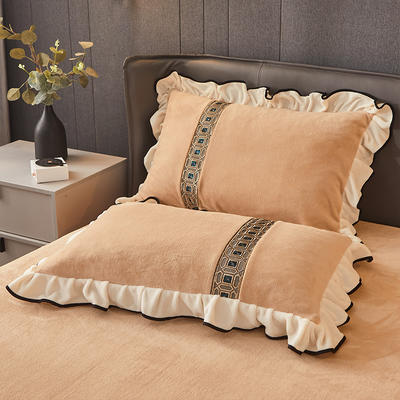 2021新款舒适韩版石墨烯牛奶绒单枕套系列 48*74cm枕套/对 奶茶咖