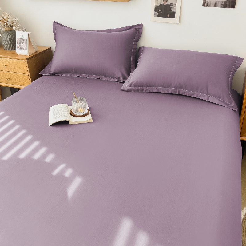 2024新款全棉喷气面料纯色系列单品床单 160*230cm单床单 酱紫粉