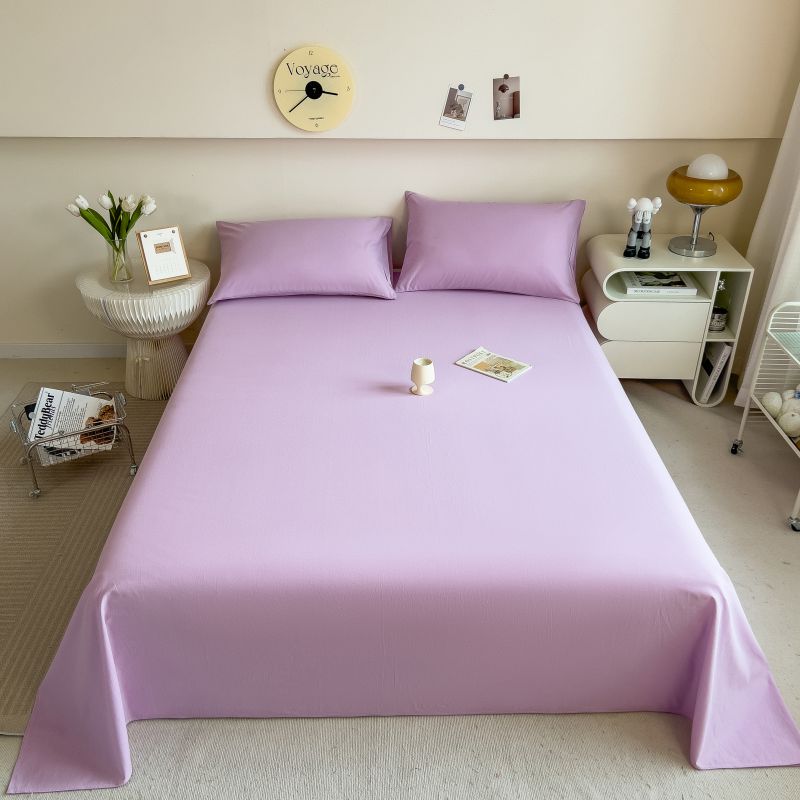 2024新款A类纯色全棉水洗棉四件套单品系列-单床单 160*230cm单床单 芊紫