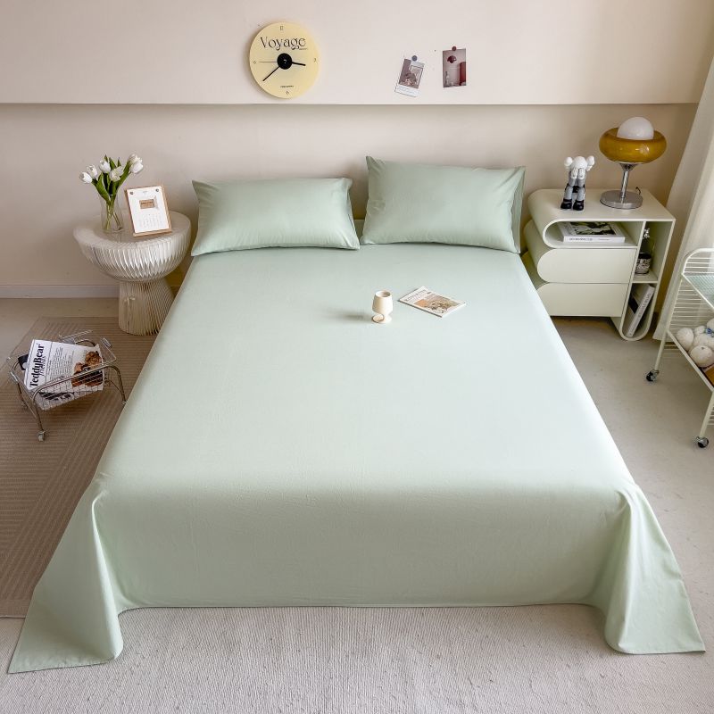 2024新款A类纯色全棉水洗棉四件套单品系列-单床单 160*230cm单床单 薄荷绿